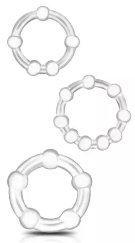 Set aus 3 Mini Flexiblen Cockrings Beaded Set Transparent – 1/4