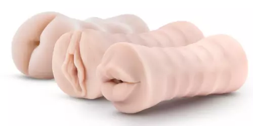 Set 3 realistische vibrierende Masturbatoren ADRIANA Anus Vagina Mund – 1/3