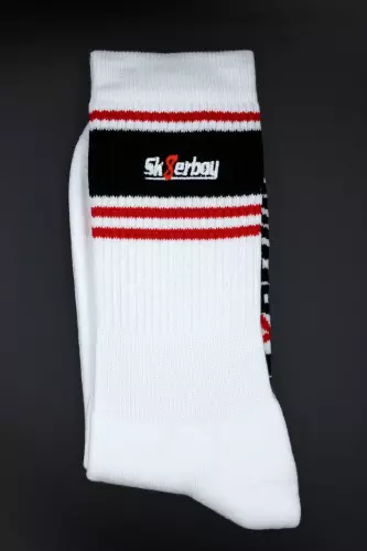 Weiße Socken Sk8erboy Deluxe Weiß-Rot – 10/12