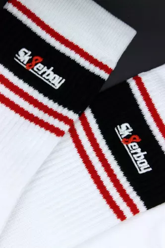 Weiße Socken Sk8erboy Deluxe Weiß-Rot – 11/12
