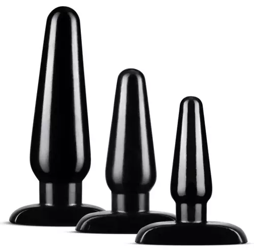 3er Kit Anal Adventures Basic Butt Plugs Schwarz – 1/3
