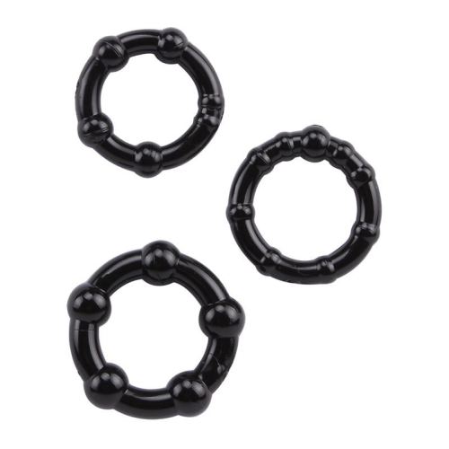 Set von 3 Cock Rings Mini Schwarz