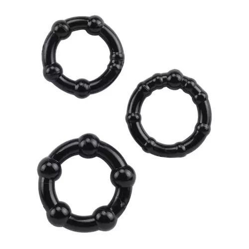 Set von 3 Cock Rings Mini Schwarz – 1/9