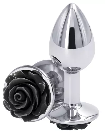 Schmuck-Plug Rear S 6 x 2.7cm Silber-Schwarz – 1/2