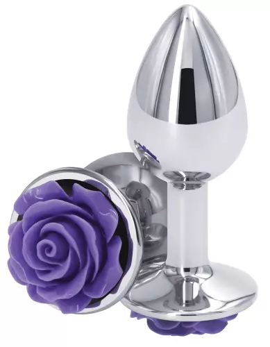 Schmuck-Plug Rear S 6 x 2.7cm Silber-Violett – 1/2