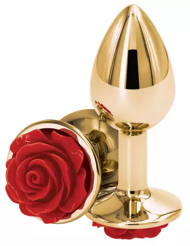 Schmuck-Plug Rear S 6 x 2.7cm Gold-Rot – 1/2