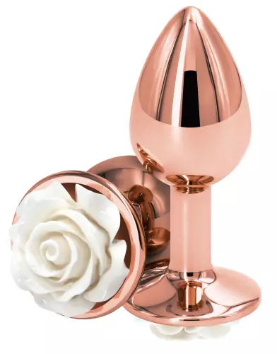 Schmuck-Plug Rear S 6 x 2.7cm Rose-Weiß – 1/2