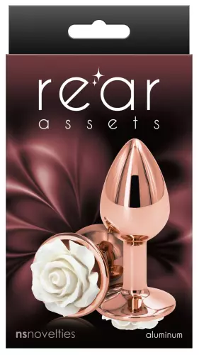 Schmuck-Plug Rear S 6 x 2.7cm Rose-Weiß – 2/2