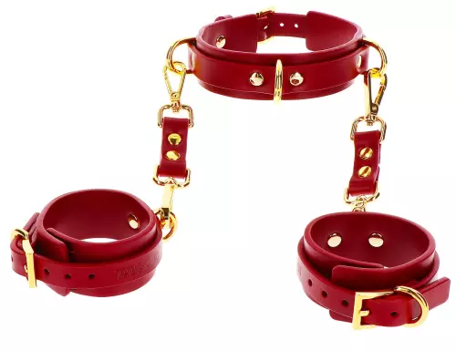 Halsband D-Ring mit Handschellen Taboom Rot – 1/5