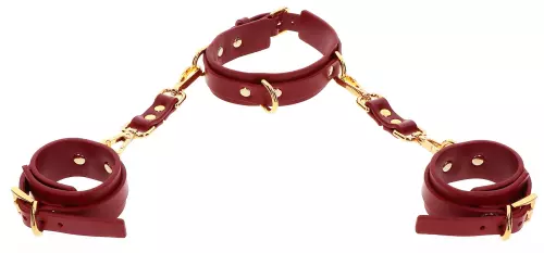 Halsband D-Ring mit Handschellen Taboom Rot – 4/5