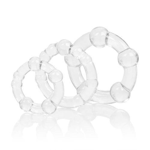 Set von 3 Cock Rings Balls Transparent