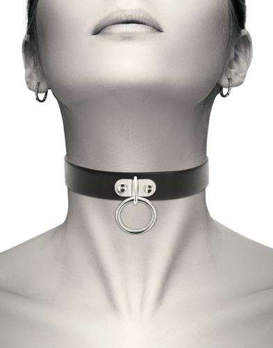 Halsband Coquette mit Ring Schwarz
