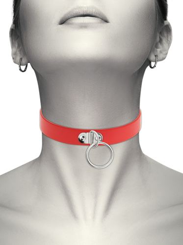 Halsband Coquette mit Ring Rot