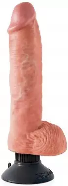Vibrating Dildo with Balls King Cock 20.5 x 5.7 cm Flesh – 1/6