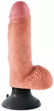 Vibrator-Dildo mit Bällen 13,3 x 4,8 cm Hautfarbe – 1/9