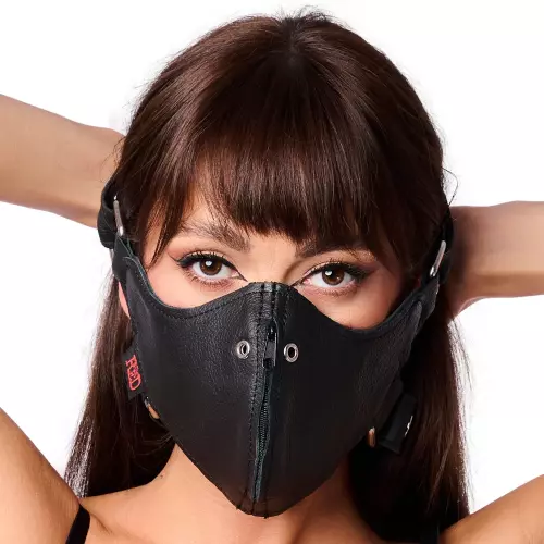 Ledermaske mit Reißverschluss – 3/8