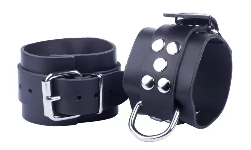 Handschellen aus Leder Ultra Schwarz – 1/5