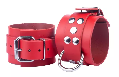 Handschellen aus Leder Ultra Rot – 1/5