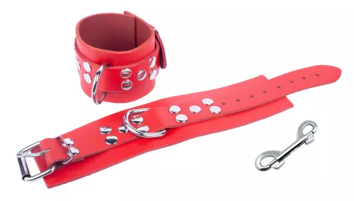 Handschellen aus Leder Ultra Rot – 4/5