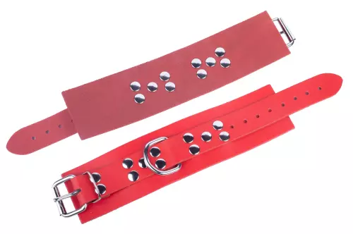 Handschellen aus Leder Ultra Rot – 5/5