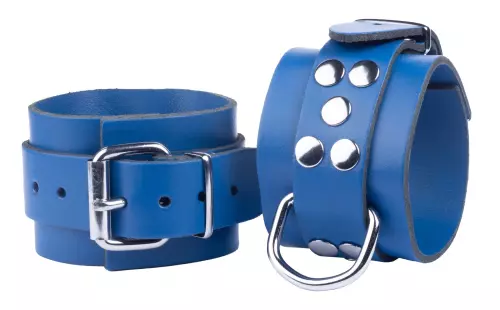 Handschellen aus Leder Ultra Blau – 1/5