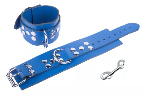 Handschellen aus Leder Ultra Blau – 4/5