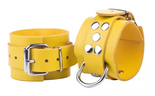 Handschellen aus Leder ULTRA Gelb – 1/5