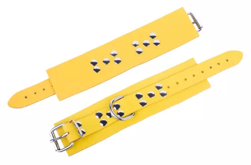 Handschellen aus Leder ULTRA Gelb – 5/5