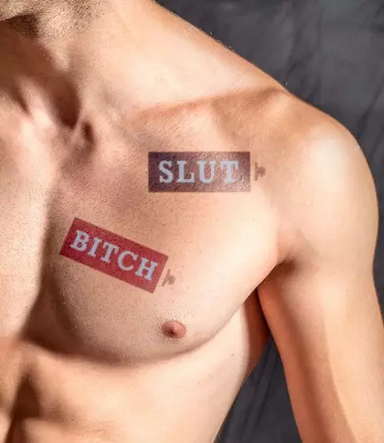 Temporäres Tattoo MrB Slut / Bitch 15 x 5cm – 1/3