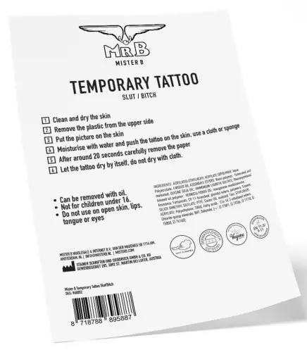 Temporäres Tattoo MrB Slut / Bitch 15 x 5cm – 3/3