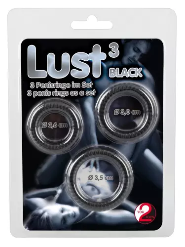 3er-Pack Silikon-Penisringe Lust Schwarz – 2/4