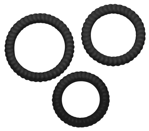 3er-Pack Silikon-Penisringe Lust Schwarz – 3/4
