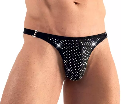 ARTEMIS string met glanzende strass zwart – 1/6