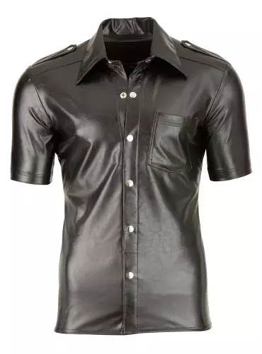 Hemd LEO Kunstlederoptik Schwarz – 4/5