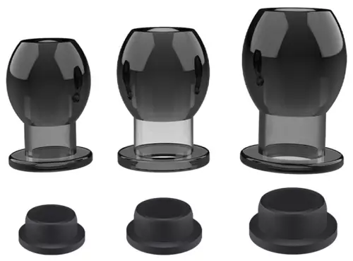 Tunnel-Plug mit Kappe Hollow Stop Schwarz – 1/2