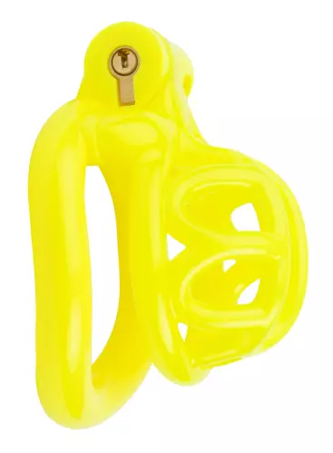 Kurze Keuschheitskäfig Lyfy 4 x 3,3cm Gelb – 1/2