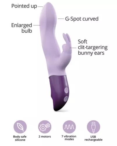 Vibrator HELLO RABBIT 24 x 4cm Malve – 4/4