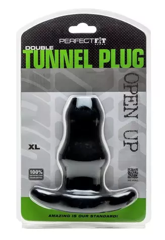 Double Tunnel Plug Extra-Large 14 x 7,8 cm Zwart – 2/6