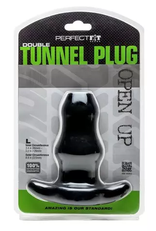 Double Tunnel Plug Zwart Large 12 x 7 cm – 2/7