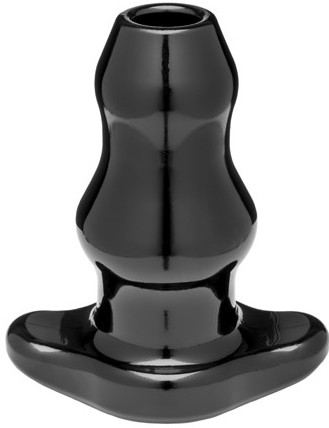 Double Tunnel Plug Zwart Medium 9,5 x 5,2 cm
