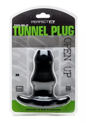 Double Tunnel Plug Zwart Medium 9,5 x 5,2 cm – 2/9