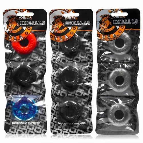 Pack mit 3 Mini-Cockrings Oxballs Grau – 3/4