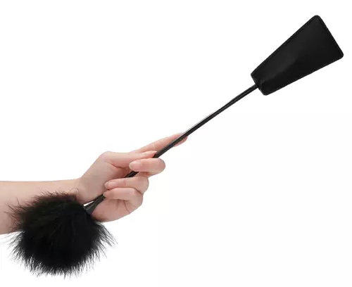 Reitgerte und Feder Ouch 43cm Schwarz – 3/4