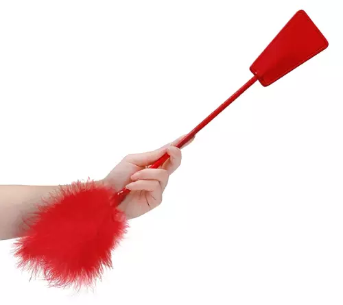 Reitgerte und Feder Ouch 43cm Rot – 3/4