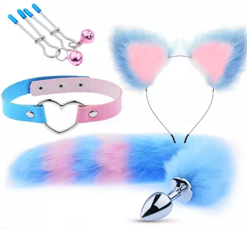 SM Mix Bondage-Set Blau-Rose 4-teilig – 1/5