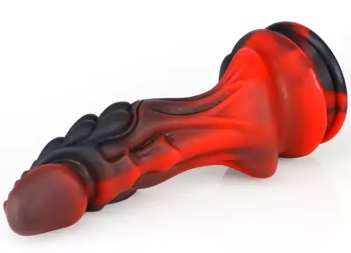 Dildo Dragon ZOMAY 18 x 6cm Schwarz-Rot – 3/6