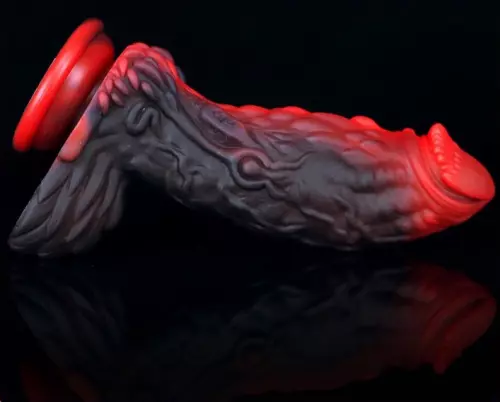 Dildo Dragon Yong 15 x 5,5cm Schwarz-Rot – 3/6