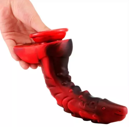 Dildo Dragon Sarkan 19 x 4,5cm Schwarz-Rot – 3/5