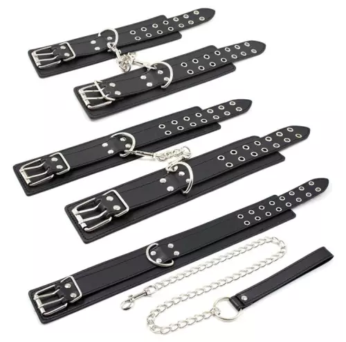 Set Handschellen und Doppel-Pin-Halsband Schwarz – 1/6