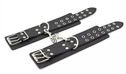 Set Handschellen und Doppel-Pin-Halsband Schwarz – 3/6